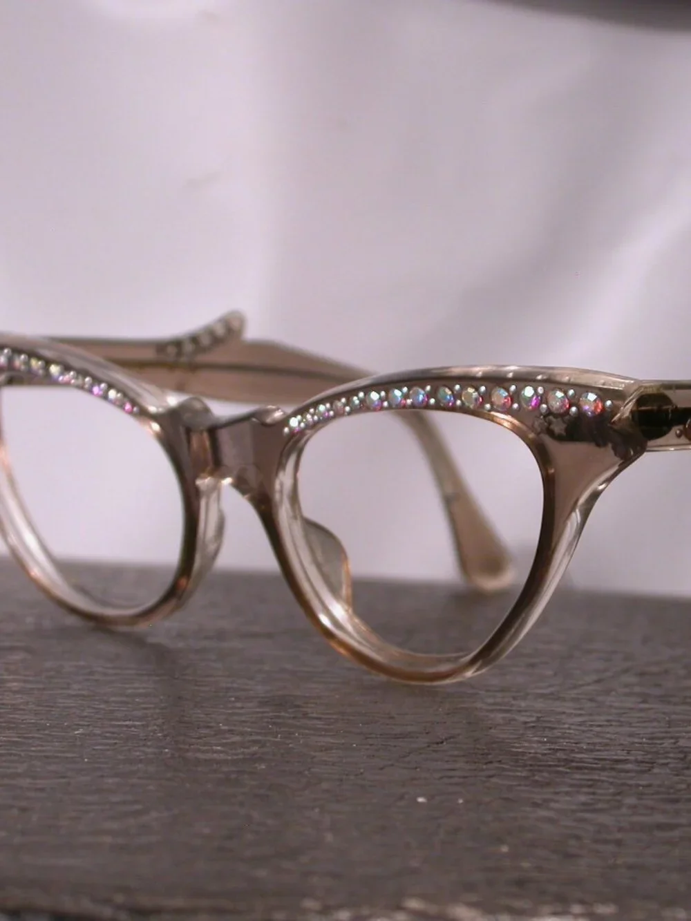 Vintage Fancy Clear Rhinestone Cat Eye Eyeglasses Frames Made In France